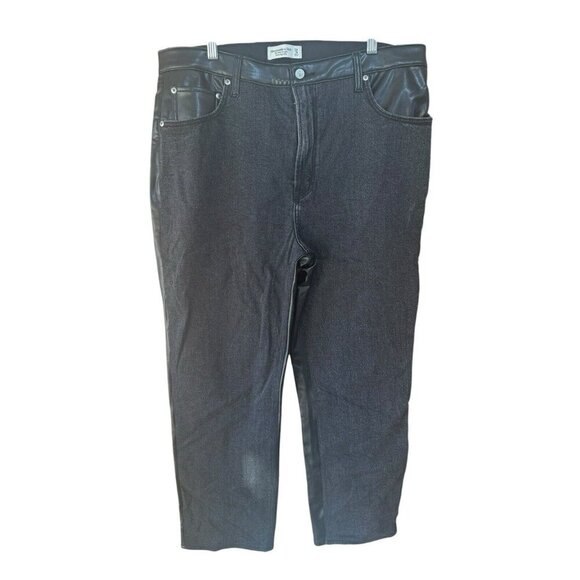 Abercrombie & Fitch Mixed Fabric Ultra High Rise Ankle Straight Jean 34/18R - Picture 1 of 7